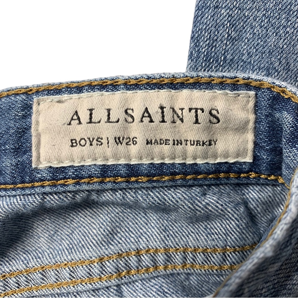 All Saints Frayed Raw Hem Denim Boyfriend Jeans Boys Jean Unpicked Size 26 - Picture 14 of 16